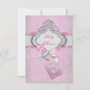 Prinsessa Baby Shower Flicka Rosa Tiara Prinsessa Inbjudningar