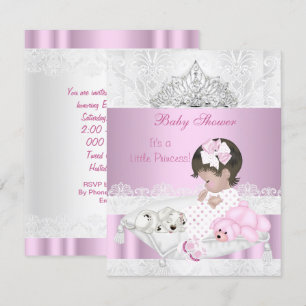 Prinsessa Baby Shower Flickan Tiara Spets Inbjudningar