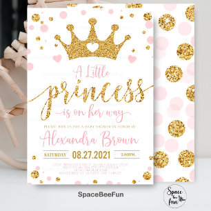 Prinsessa Baby Shower Inbjudan, Liten Prinsessa Inbjudningar