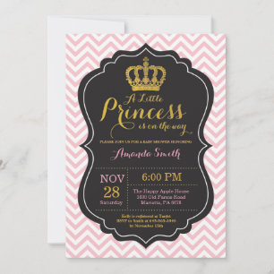 Prinsessa Baby Shower Inbjudan Rosa och Guld