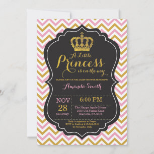 Prinsessa Baby Shower Inbjudan Rosa och Guld