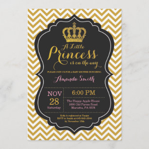Prinsessa Baby Shower Inbjudan Rosa och Guld