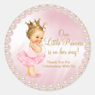 Prinsessa Baby Shower Klassisk Rund Klistermärke