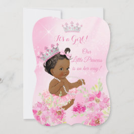 Prinsessa Baby Shower Rosa blomster Tutu Etnisk Inbjudningar