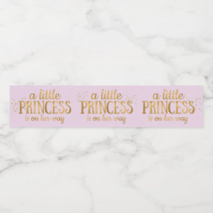 Prinsessa Baby Shower Rosa Guld Folie Flicka Vattenflaska Etikett