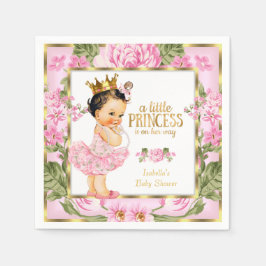 Prinsessa Baby Shower Rosa Guld Ros Blommig Pappersservett