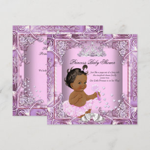 Prinsessa Baby Shower Rosa Lila Tutu Etnisk Inbjudningar
