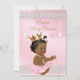 Prinsessa Baby Shower Rosa pärlspets Etnisk Inbjudningar