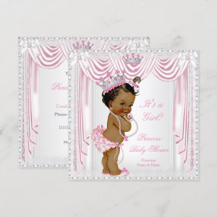 Prinsessa Baby Shower Rosa Satin Spets Mörk Hyf Inbjudningar