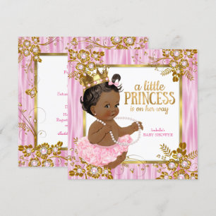 Prinsessa Baby Shower Rosa Siden Blommig Etnisk Inbjudningar