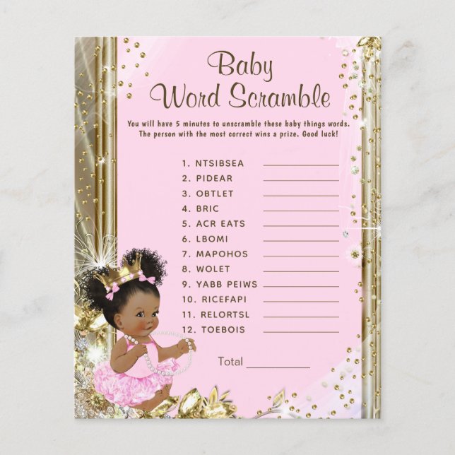 Prinsessa Baby Shower-spel (Framsida)