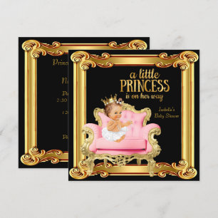 Prinsessa Baby Shower Svart Rosa Guld Stol Inbjudningar