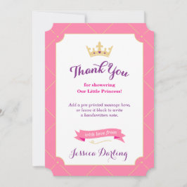 Prinsessa Baby Shower Tacksamhetskort | Rosa Flick Tack Kort