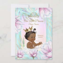 Prinsessa Baby Shower Teal Rosa Lila Blommig Etnis Inbjudningar