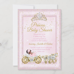 Prinsessa Baby Shower Tiara Rosa Vagn Etnisk Inbjudningar