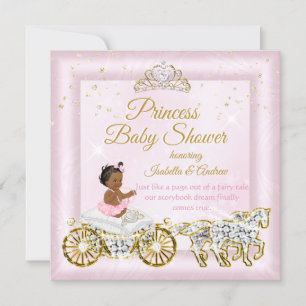 Prinsessa Baby Shower Tiara Rosa Vagn Etnisk Inbjudningar