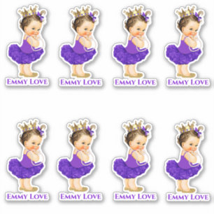 Prinsessa Balett Babyflicka Lila Tutu Krona Klistermärken