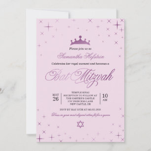 Prinsessa Bat Mitzvah-inbjudan Royal Crown Inbjudningar