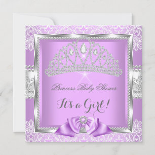 Prinsessa Bebis Baddare Flicka Lavendel Silver Spe Inbjudningar
