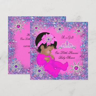 Prinsessa Bebis Badrum Lila Rosa Glitter Etnisk Inbjudningar