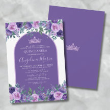 Prinsessa Blommig Lila Födelsedag Quinceanera