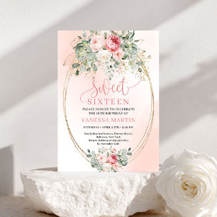 Prinsessa Blush Rose Guld Sweet 16 Födelsedagsinbj Inbjudningar