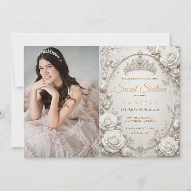 Prinsessa fjärilar foto sweet 16 inbjudningar (Framsida)