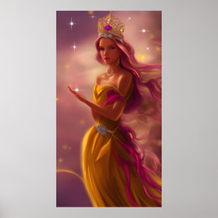 Prinsessa flicka rosa guld Tiara saga gnista  Poster
