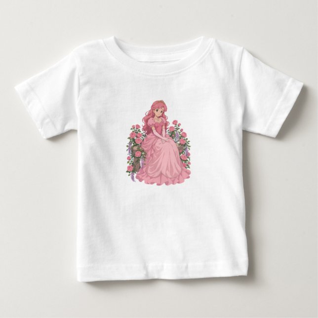 Prinsessa flicka söt rosa t-shirt (Framsida)