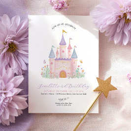 Prinsessa Födelsedag Elegant Slott Förtrollad Flic Inbjudningar