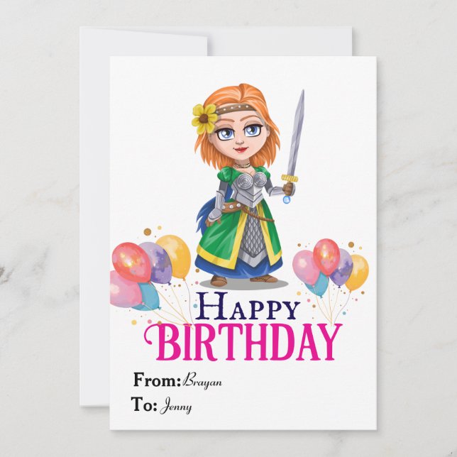 Prinsessa födelsedag  kort (Framsida)