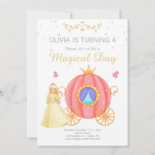 Prinsessa Födelsedag Magisk Dag Prinsessvagn Inbjudningar