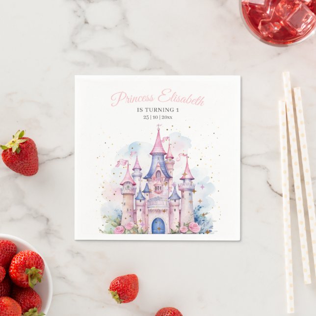 Prinsessa Födelsedagsfest, Prinsesslott Födelsedag Pappersservett (Insitu)