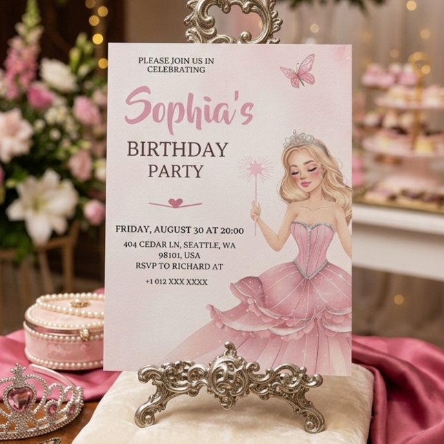 Prinsessa Födelsedagsinbjudan Inbjudningar (Skapare uppladdad)