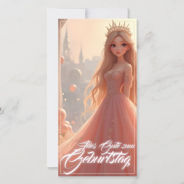 Prinsessa födelsedagskort i rosa (Framsida)