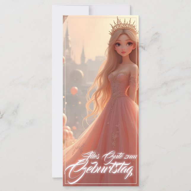 Prinsessa födelsedagskort i rosa (Framsida)