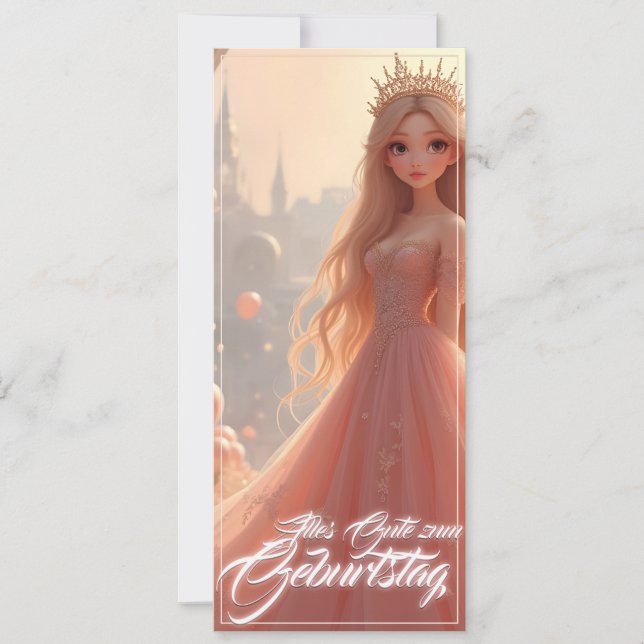 Prinsessa födelsedagskort i rosa (Framsida)