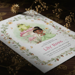 Prinsessa Groda Blommig Barnkalas Inbjudan