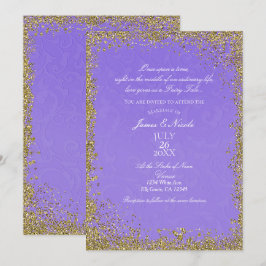 Prinsessa Lila Damask Sagobok Elegant Bröllop Inbjudningar