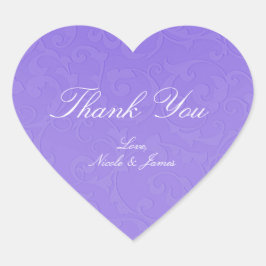 Prinsessa Lila Damaskus Sagobok Elegant Bröllop Hjärtformat Klistermärke