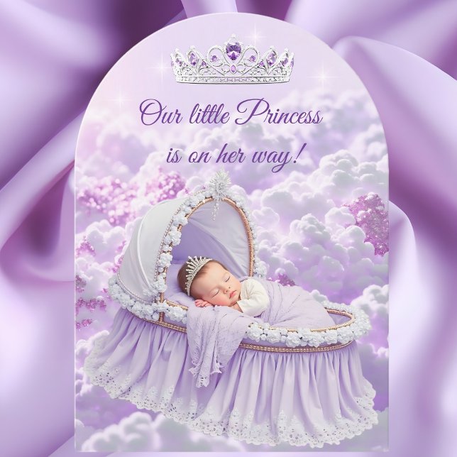 Prinsessa Lila Syrén Bebis Duscha Tiara Inbjudningar (Skapare uppladdad)
