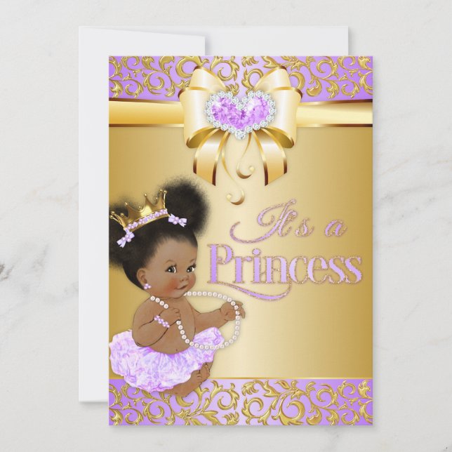Prinsessa  Lilac & Diamant Afroamerikansk Inbjudningar (Framsida)