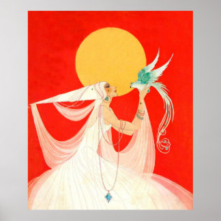 Prinsessa med en magisk fågel - Vintagekonst Poster