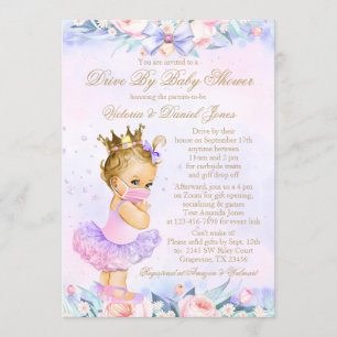 Prinsessa med maskerad Drive By Baby Shower Inbjudningar