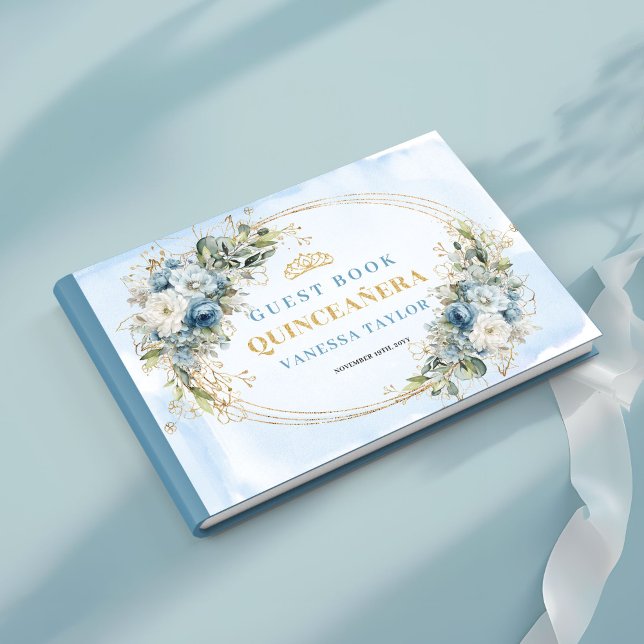 Prinsessa Mis Quince Gästbok med Boho Grönska (Princess Mis Quince Guest Book with Boho Greenery)