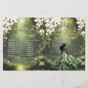 Prinsessa och Groda Sage Grön Quinceanera Program