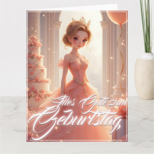 Prinsessa på födelsedagen i rosa drömklänning kort