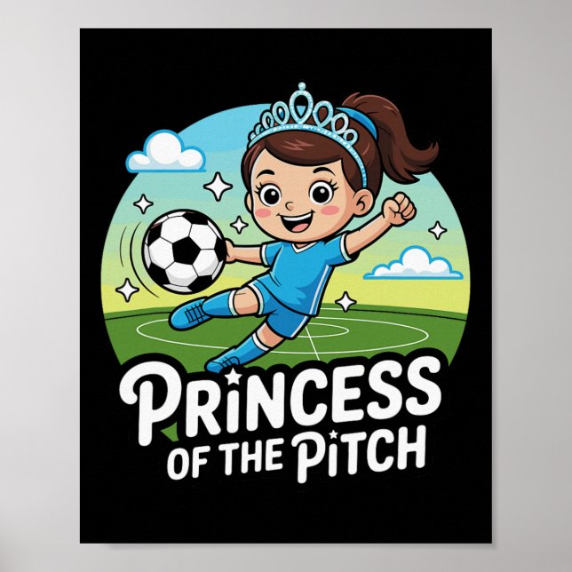 Prinsessa På Planen Fotboll För Flickor Barn  Poster (Framsidan)