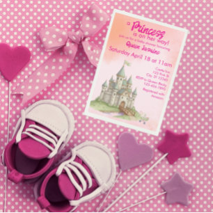 Prinsessa på väg, slott baby shower inbjudningar