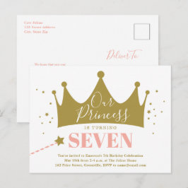 Prinsessa Pink Kid Födelsedagsfest Inbjudan Vykort